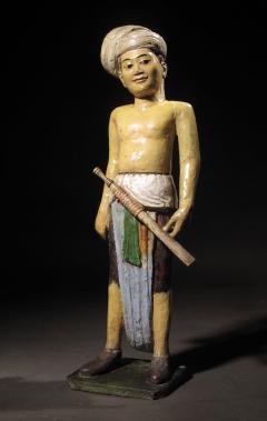 Carved Indian Wooden Polychrome Sculpture Figure - 3276970