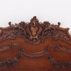 Carved Mahogany French Louis XV style queen size bed C 1900  - 3482993