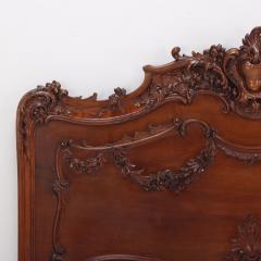 Carved Mahogany French Louis XV style queen size bed C 1900  - 3482994