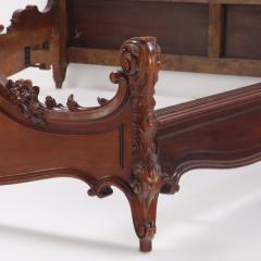 Carved Mahogany French Louis XV style queen size bed C 1900  - 3482996