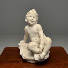 Carved Marble Figure of Seated Nude Child 19th Early 20th Century Statue - 3399543
