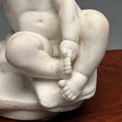Carved Marble Figure of Seated Nude Child 19th Early 20th Century Statue - 3399547