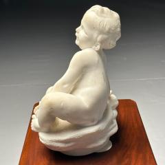 Carved Marble Figure of Seated Nude Child 19th Early 20th Century Statue - 3399550
