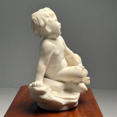Carved Marble Figure of Seated Nude Child 19th Early 20th Century Statue - 3399551