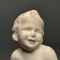 Carved Marble Figure of Seated Nude Child 19th Early 20th Century Statue - 3399552
