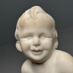 Carved Marble Figure of Seated Nude Child 19th Early 20th Century Statue - 3399553