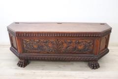 Carved Oak Wood Blanket Chest - 3838657