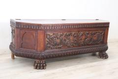 Carved Oak Wood Blanket Chest - 3838658