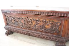 Carved Oak Wood Blanket Chest - 3838662