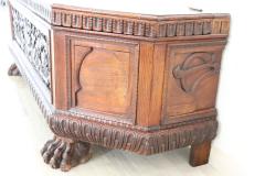 Carved Oak Wood Blanket Chest - 3838663