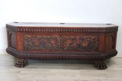 Carved Oak Wood Blanket Chest - 3838665