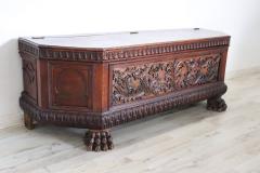 Carved Oak Wood Blanket Chest - 3838667