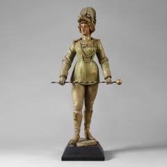 Carved Painted Band Organ Figure of a Woman Dressed in a Parade Uniform - 73157