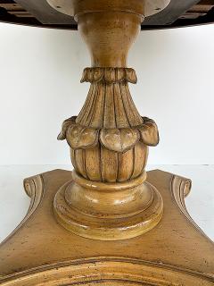 Carved Pedestal Dining Table Extends Round to Oval with Two Leaves - 4174637