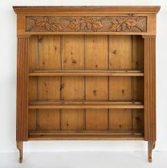Carved Pine Pine Cone Hanging Wall Cupboard Cabinet With Three Open Shelves - 4189953