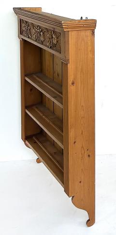 Carved Pine Pine Cone Hanging Wall Cupboard Cabinet With Three Open Shelves - 4189974