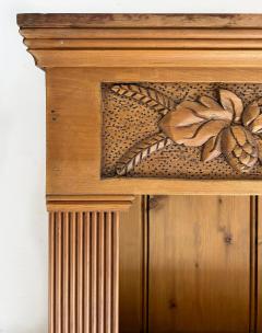 Carved Pine Pine Cone Hanging Wall Cupboard Cabinet With Three Open Shelves - 4189988