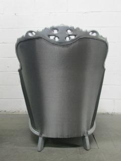 Carved Rococo Style Silver Tufted Chair - 439669