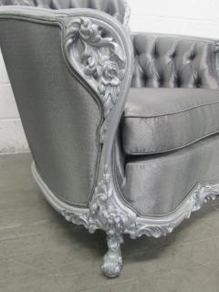 Carved Rococo Style Silver Tufted Chair - 439671