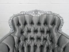 Carved Rococo Style Silver Tufted Chair - 439672