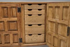 Carved Solid Wood Sideboard Cabinet with Panelled Doors Europe 1950s - 4604456