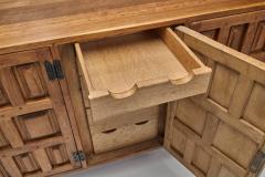 Carved Solid Wood Sideboard Cabinet with Panelled Doors Europe 1950s - 4604457