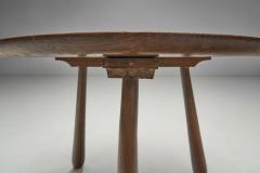 Carved Stained Oak Coffee Table on Tripod Legs Europe ca 1940s - 2630508