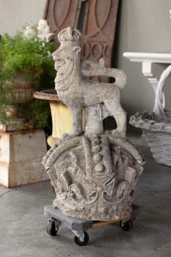 Carved Stone Crowned Lion Of The Royal Coat Of Arms For The UK English ca1850 - 2182703