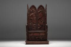 Carved Throne Chairs with Relief Design 20th Century - 2702813