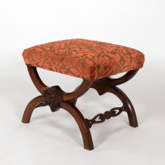Carved Walnut Curule Form Stool French circa 1830 - 4720479