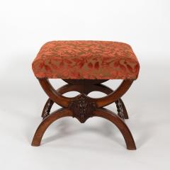 Carved Walnut Curule Form Stool French circa 1830 - 4720480