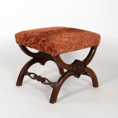 Carved Walnut Curule Form Stool French circa 1830 - 4720482