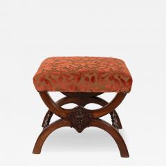 Carved Walnut Curule Form Stool French circa 1830 - 4720534