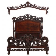 Carved Walnut Marriage Bed C 1890 - 4734593