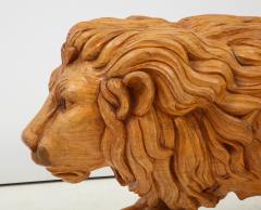 Carved Wood Lion Sculpture - 1691562