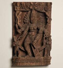 Carved Wood Panel of Maha Devi India 19th century - 3192205