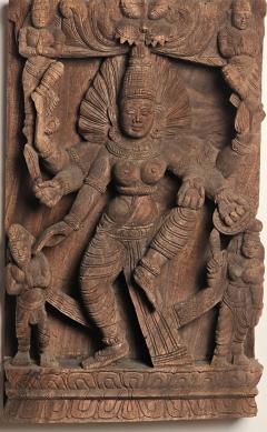 Carved Wood Panel of Maha Devi India 19th century - 3192208
