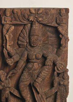 Carved Wood Panel of Maha Devi India 19th century - 3192209
