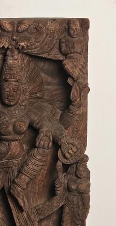 Carved Wood Panel of Maha Devi India 19th century - 3192210