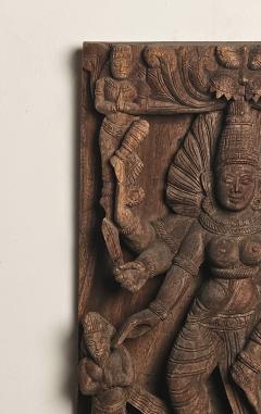 Carved Wood Panel of Maha Devi India 19th century - 3192212