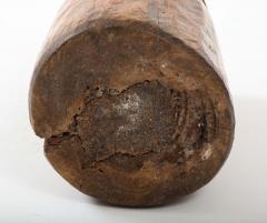 Carved Wood Seed Pot Wabi Sabi Handmade Iron Staples France c 1900 - 2458604