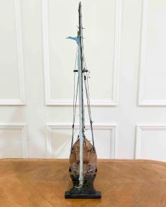 Carved Wooden Gaff Cutter Pond Yacht with original paint England circa 1940 - 4758287