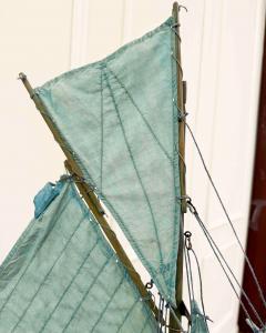 Carved Wooden Gaff Cutter Pond Yacht with original paint England circa 1940 - 4758292