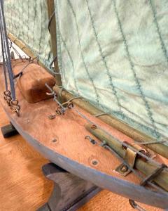 Carved Wooden Gaff Cutter Pond Yacht with original paint England circa 1940 - 4758311