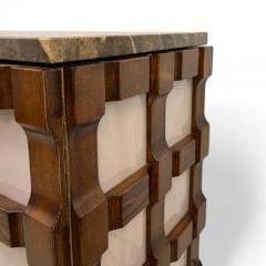 Carved Wooden Sideboards with Pink Glass and Marble - 4224644