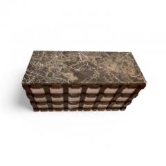 Carved Wooden Sideboards with Pink Glass and Marble - 4224645