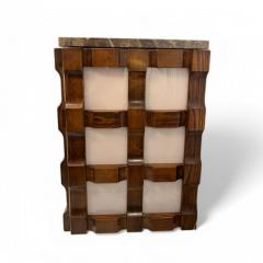 Carved Wooden Sideboards with Pink Glass and Marble - 4224647