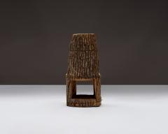 Carved Wooden Stump Chair Belgium Early 20th C - 4695211