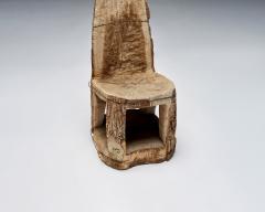 Carved Wooden Stump Chair Belgium Early 20th C - 4695216
