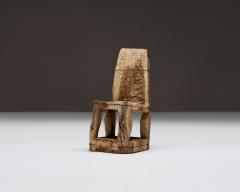 Carved Wooden Stump Chair Belgium Early 20th C - 4695218